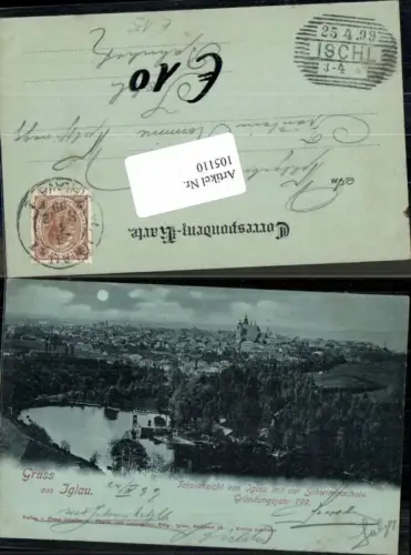 105110,Mond Litho Gruss aus Iglau Jihlava Schwimmschule 1899