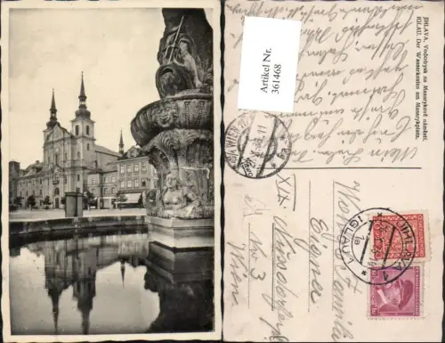 361468,Jihlava Iglau Vodotrysk na Masarykove namesti Wasserkasten am Masarykplat Kirche