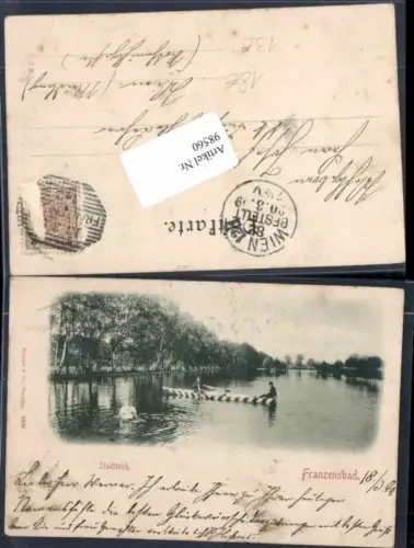 98560,Franzensbad Stadtteich m. Boot 1898 Cheb
