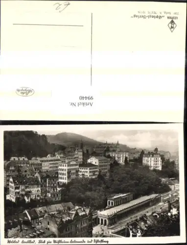 99440,Foto Ak Karlsbad Karlovy Vary Blick z. Mühlbrunnkolonnade u. Schloßberg