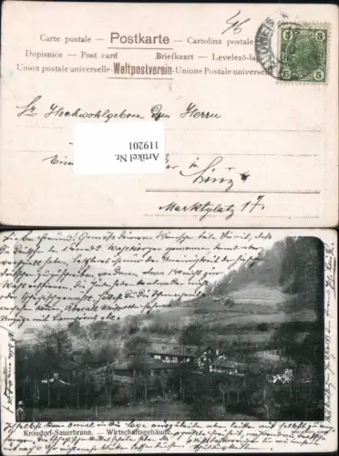 119201,Krondorf bei Sauerbrunn Gasthaus Wirtschaftsgebäude 1900 bei Karlsbad Böhmen Korunni Kyselka