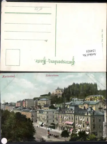 124925,Marienbad Kaiserstrasse Partie m. Litfaßsäule Geschäfte