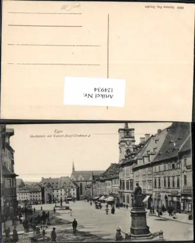 124934,Eger Cheb Marktplatz m. Kaiser Josef Denkmal Leute Geschäfte pub Hermann Poy 1319