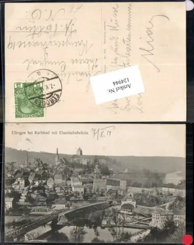 124944,Elbogen bei Karlsbad m. Eisenbahnbrücke Brücke 1914