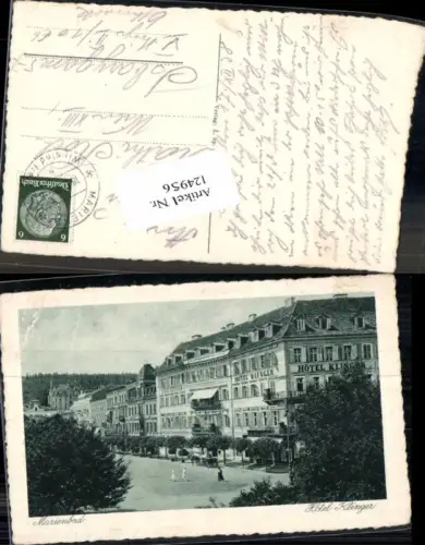 124956,Marienbad Hotel Klinger m. Strassenansicht Stefansgasse 1930