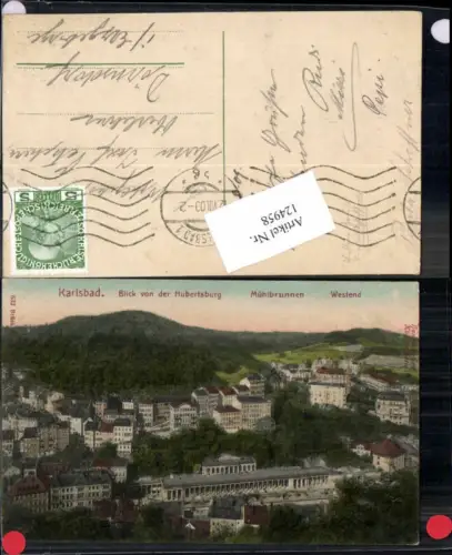 124958,Karlsbad Blick v. Hubertusberg Mühlbrunnen Westend 1908