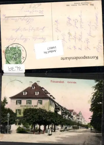 144817,Franzensbad Carlstrasse Tolle Strassenansicht 1900