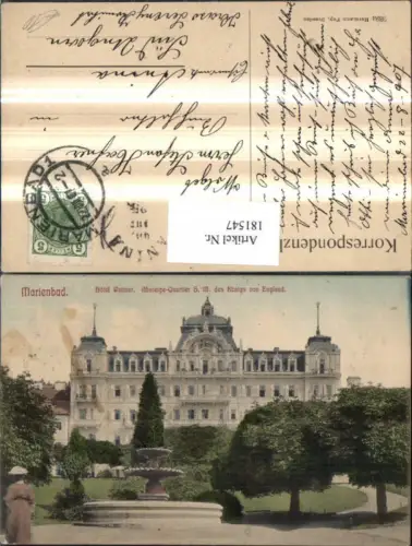 181547,Karlsbad Marienbad Hotel Weimar Absteige-Quartier S. M. d. Königs v. England