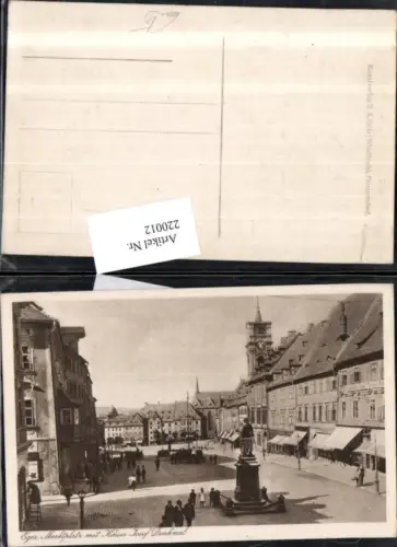 220012,Eger Cheb Marktplatz m. Kaiser Josef Denkmal Platz