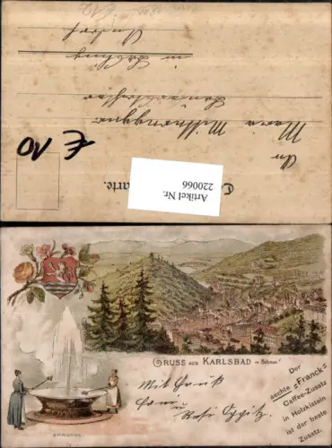 220066,Litho AK Gruß aus Karlsbad i. Böhmen Karlovy Vary Totale Sprudel 1890