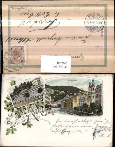 256298,Litho AK Gruß aus Karlsbad Karlovy Vary Sprudelkolonnade Felsenquelle Mehrbildkarte