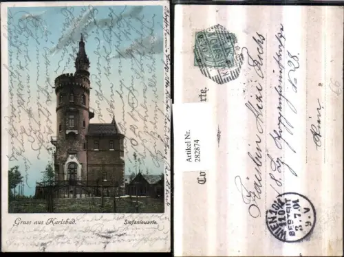 282874,Gruß aus Karlsbad Karlovy Vary Stefaniewarte Aussichtsturm