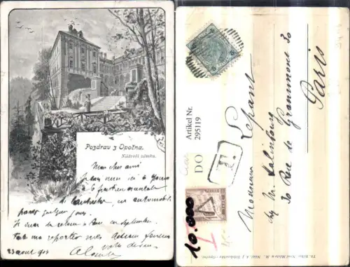 295119,Künstler AK Pozdrav z Opocna Schloss Nadvori zamku