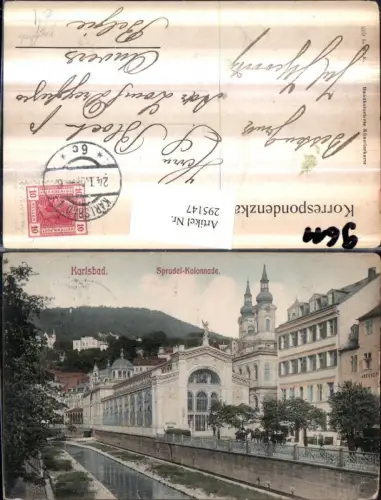 295147,Künstler AK Handkoloriert Karlsbad Karlovy Vary Sprudel-Kolonnade