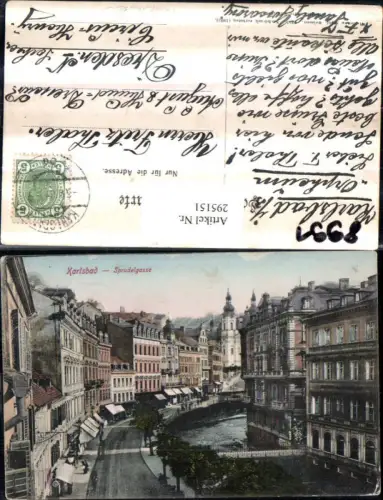 295151,Künstler AK Handkoloriert Karlsbad Karlovy Vary Sprudelgasse Geschäfte