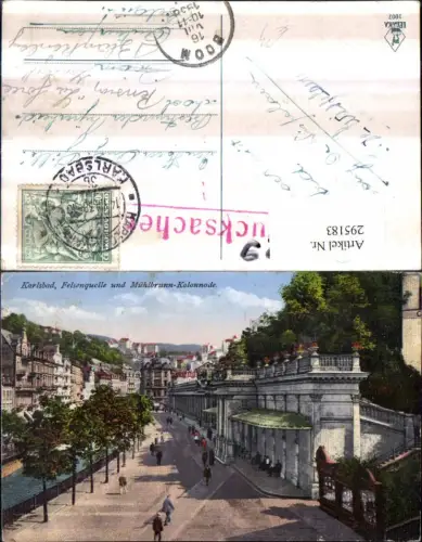 295183,Karlsbad Karlovy Vary Felsenquelle u. Mühlbrunnen-Kolonnade Straßenansicht
