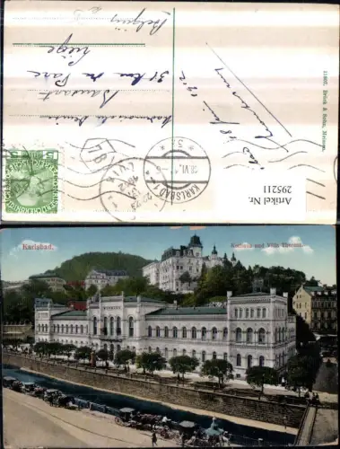 295211,Karlsbad Karlovy Vary Kurhaus u. Villa Theresa Kutschen