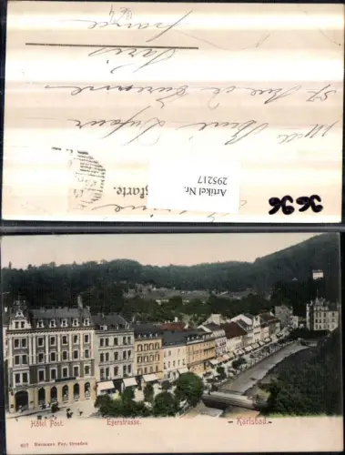 295217,Karlsbad Karlovy Vary Teilansicht Egerstraße m. Hotel Post