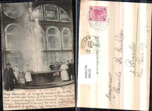 298128,Handkoloriert Karlsbad Karlovy Vary Der Sprudel Brunnen