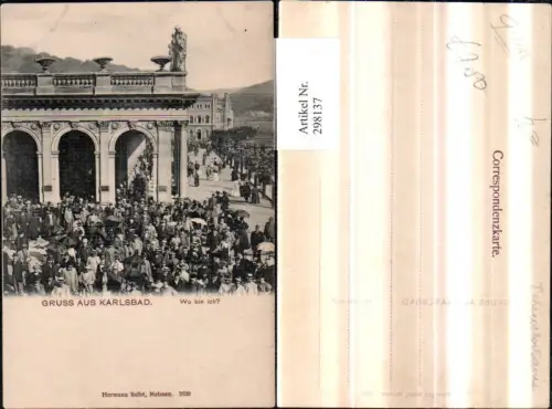 298137,Gruß aus Karlsbad Karlovy Vary Mühlbrunnkolonnade Menschenansammlung