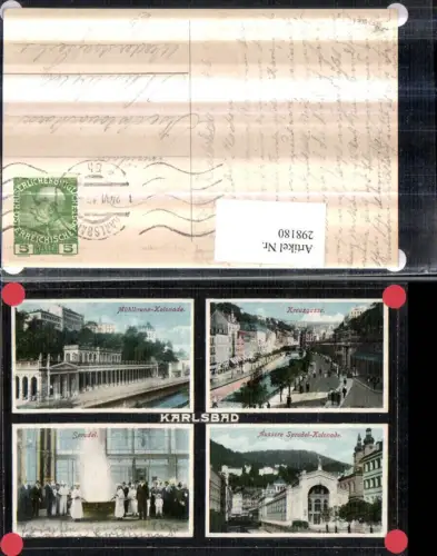 298180,Karlsbad Karlovy Vary Sprudel Kreuzgasse Mühlbrunn-Kolonnade Mehrbildkarte