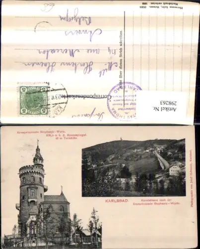 298263,Karlsbad Karlovy Vary Kunststraße Stephanie-Warte Aussichtsturm Mehrbildkarte