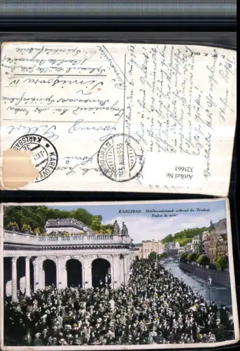 325661,Karlsbad Karlovy Vary Mühlbrunnkolonnade während d. Trinkzeit Menschenansammlung
