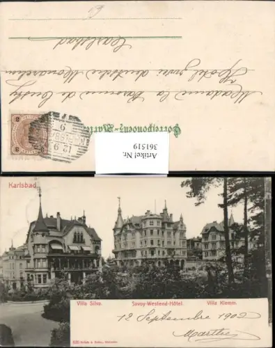 361519,Karlovy Vary Karlsbad Villa Silva u. Klemm Savoy-Westend-Hotel