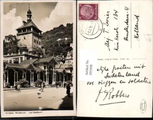 395508,Karlsbad Karlovy Vary Marktbrunn u. Stadtturm Turm