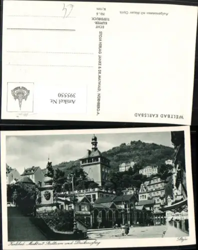 395550,Karlsbad Karlovy Vary Markt m. Stadtturm Turm u. Dreikreuzberg