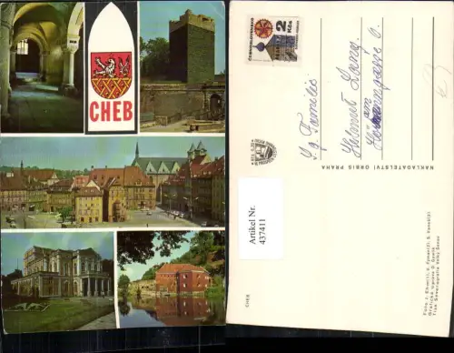 437411,Cheb Eger Teilansicht Kirche Gebäude Turm Mehrbildkarte