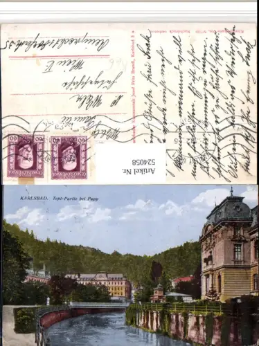 524058,Künstler AK Karlsbad Karlovy Vary Tepl-Partie bei Pupp Fluss