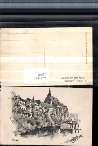 325923,Künstler AK K. Benes Jaromer Jermer Na Labi pod kostelem Teilansicht Kirche