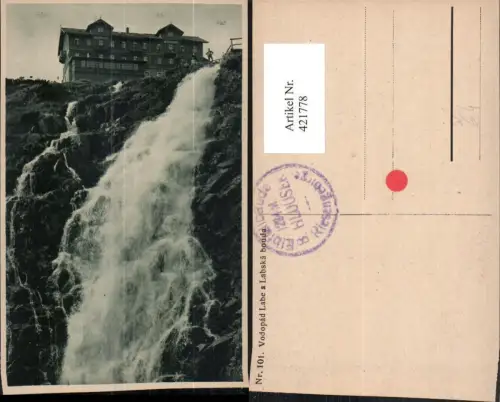 421778,Vodopad Labe a Labska bouda Elbfallbaude Wasserfall b. Spindlermühle Spinderluv Mlyn