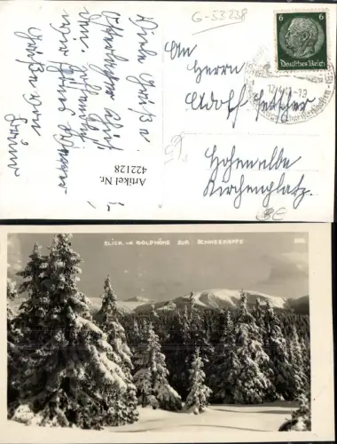 422128,Blick von d. Goldhöhe zur Schneekoppe b. Spindleruv Mlyn Spindlermühle Winterbild