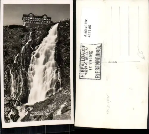 437160,Krkonose Riesengebirge Vodopad labe Elbfall Wasserfall b. Berghütte