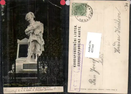 437165,Vsestary Chlum 8. Feldjäger-Bataillon Denkmal Statue Postablage Chlum