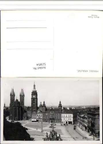 523854,Hradec Kralove Platz Kirche Rathaus Säule Brunnen
