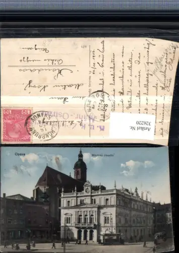 326220,Troppau Opava Mestske divadlo Theater Kirche Straßenbahn