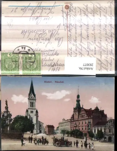 283077,Kladno Namesti Platz Rathaus Kirche Straßenansicht