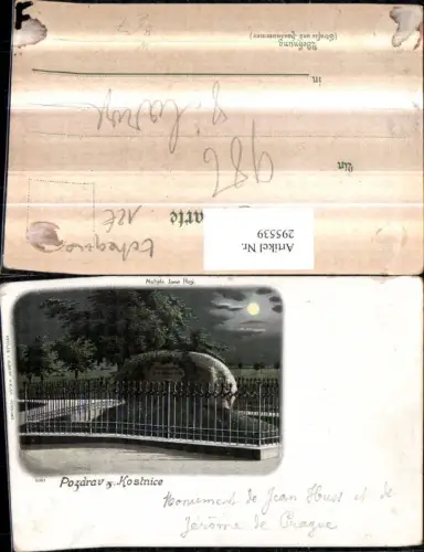 295539,Kutna Hora Kostnice Sedletz-Ossarium Friedhof Mohyla Jana Hugi Grabmal Mondschein