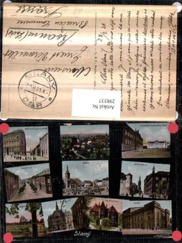 298537,Slany Schlan Totale Divadlo Theater Namesti Platz Villa Klaster Mehrbildkarte