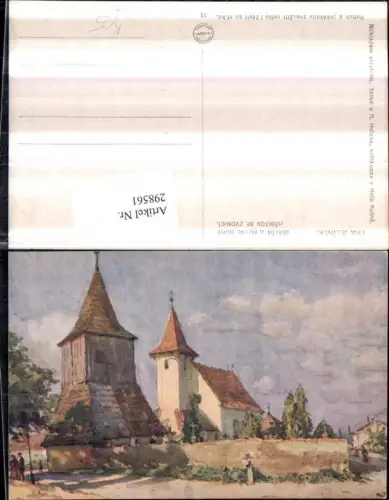 298561,Künstler AK Fr. Jelinek Malin u Kutne Hory Hrbitov se Zvonici Kirche