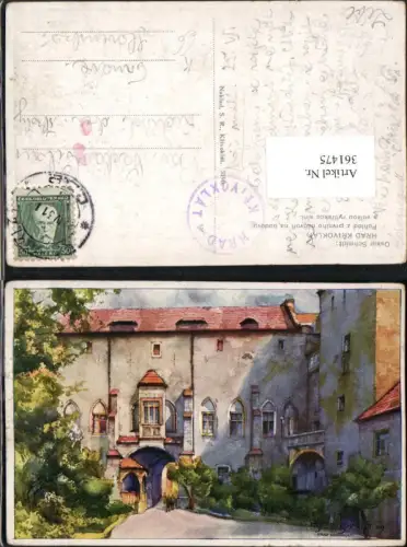 361475,Künstler AK Oskar Schmidt Hrad Krivoklat Burg Pürglitz Tor