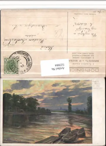 523984,Künstler AK Pohled s mostu na labe a Ostruvek Ruderboote