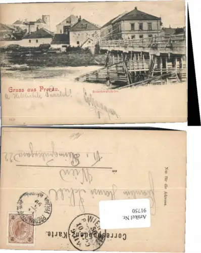 91750,Gruss aus Prerau Prerov Betschwabbrücke 1899