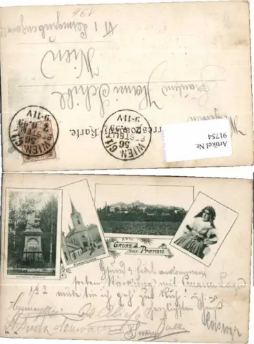 91754,Tolle AK Gruss aus Prerau Prerov Kirche denkmal 1899