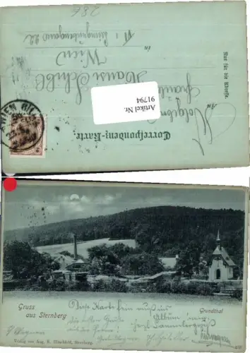 91794,Mond Litho Gruss aus Grundthal Sternberg 1899 Sternberk