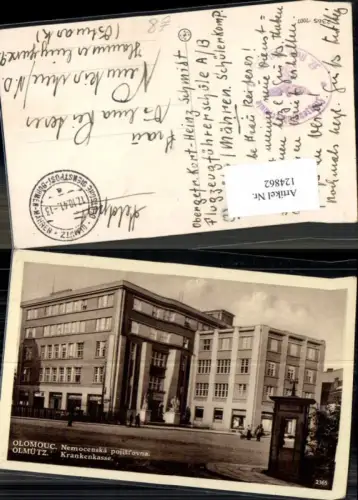 124862,Olomouc Olmütz Krankenkasse Strassenansicht Feldpost Flugzeugführerschule Luftwaffe