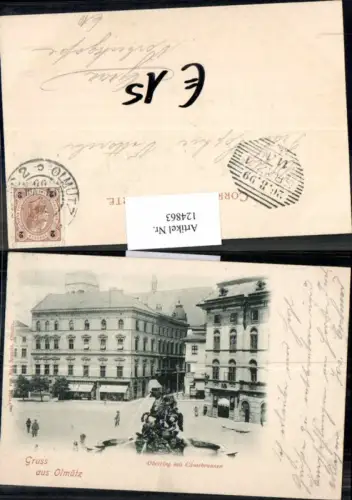 124863,Gruss aus Olmütz Olomouc Oberring und Cäsarbrunnen 1900